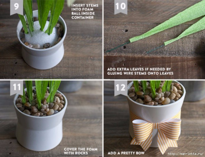 Весенние нарциссы из гофрированной бумаги. Мастер-класс