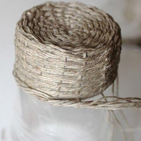 Плетем из шпагата корзиночку на форме из пластиковой бутылки