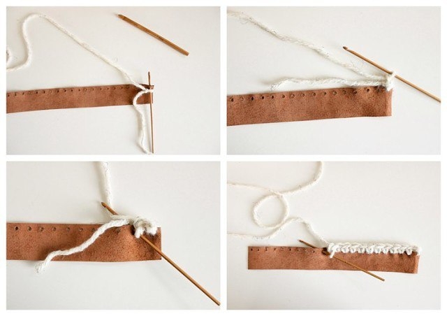 Шарф-снуд с отделкой кожей и кнопками