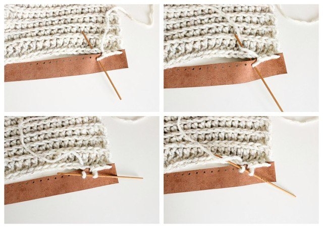 Шарф-снуд с отделкой кожей и кнопками