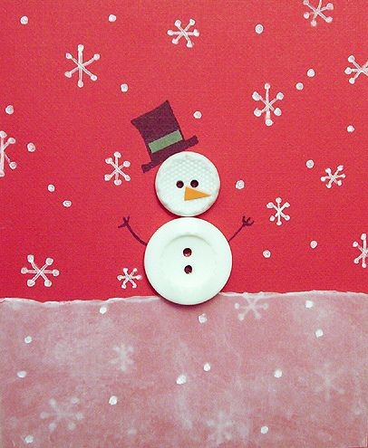 Снеговички из пуговиц