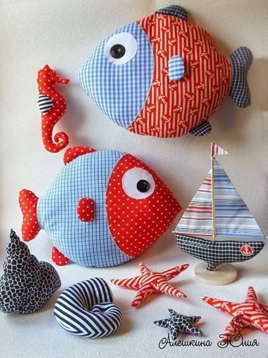 Рыбы-подушки (идеи и выкройка)