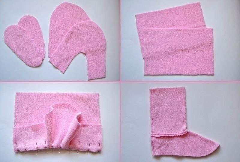 Шьем из флиса домашние сапожки-зайчиков