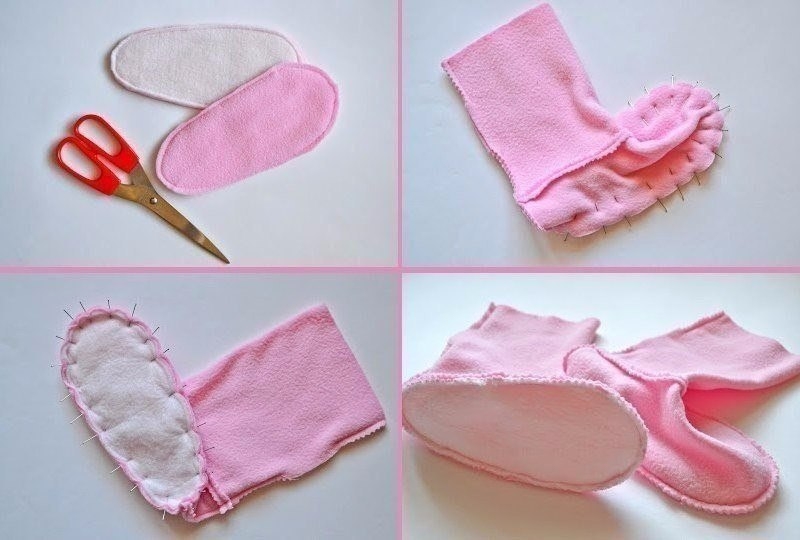 Шьем из флиса домашние сапожки-зайчиков