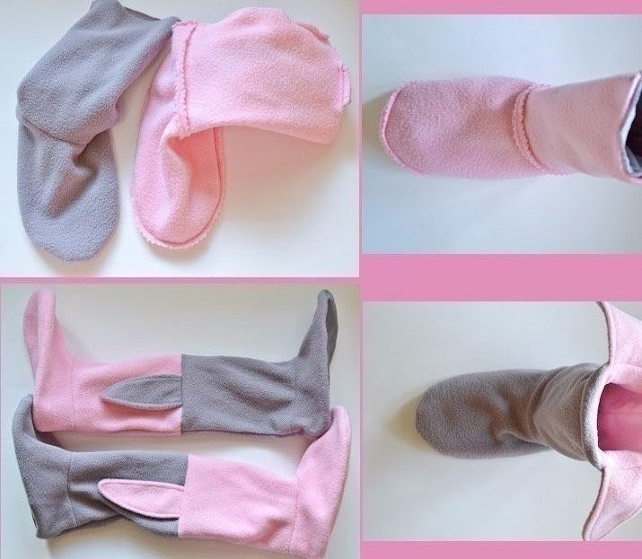 Шьем из флиса домашние сапожки-зайчиков