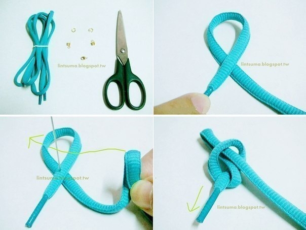 Делаем браслет из шнурка.