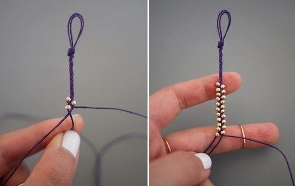 Плетение фенечки из бисера.