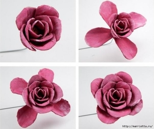 Красивая роза из яичных лотков