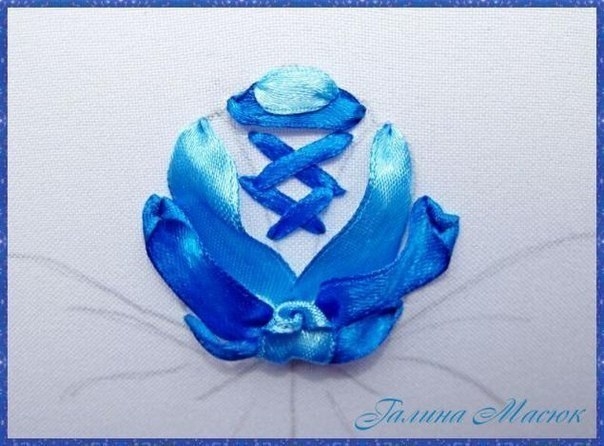 Вышивка лентами. Элемент гжельской росписи