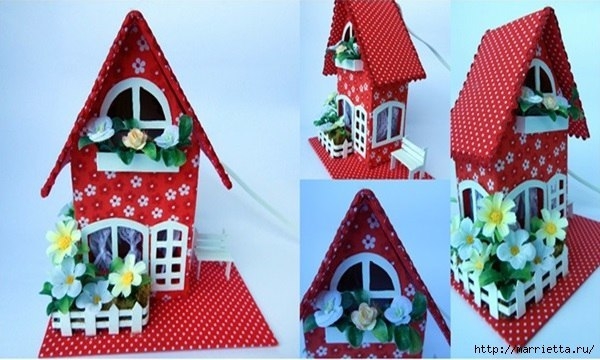 Декоративный домик из картона. Шаблон.