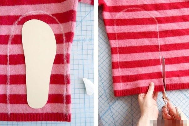 Тёплая домашняя обувь из свитера Тёплая домашняя обувь из свитера