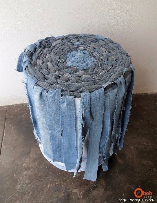 Плетем корзинку из полосок джинсовой ткани