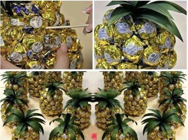 Конфетный ананас в подарок сладкоежкам.