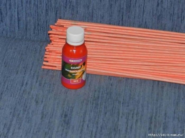 Окрашивание газетных трубочек