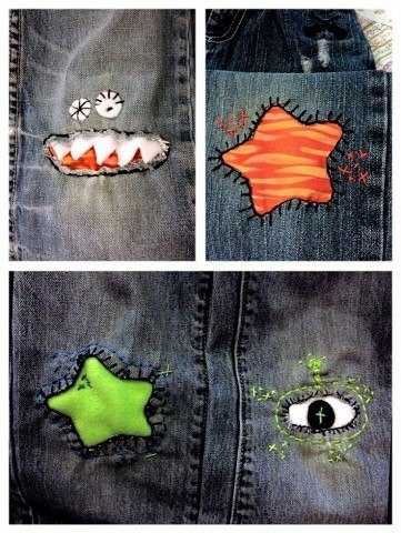 Идея как спрятать дырки на детских джинсах