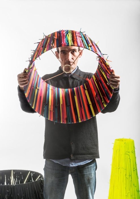 Светильники с плафонами из шнурков.