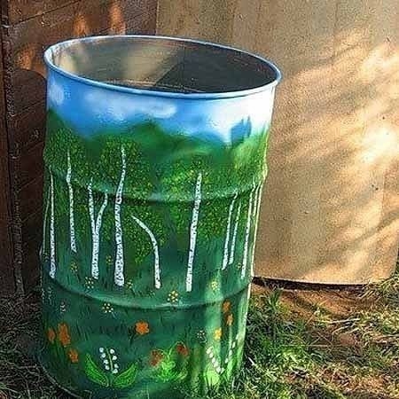 Роспись бочки для воды.