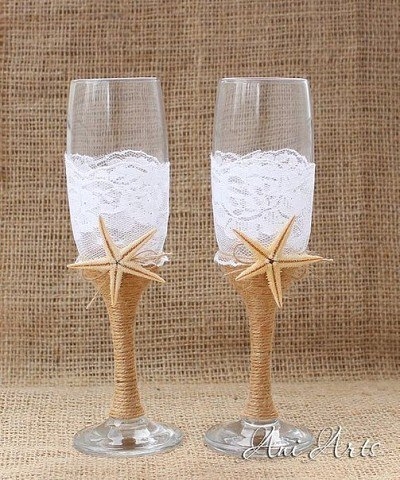 Декор бокалов мешковиной