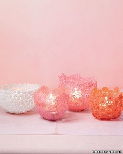 Варианты украшения подсвечников кружевом Варианты украшения подсвечников кружевом