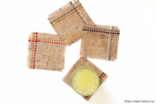 Салфетки - подставки под горячее из мешковины