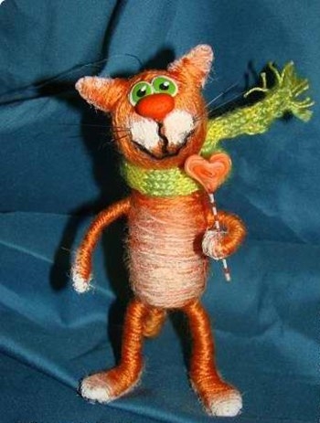 Котик и зайчик в интересной технике