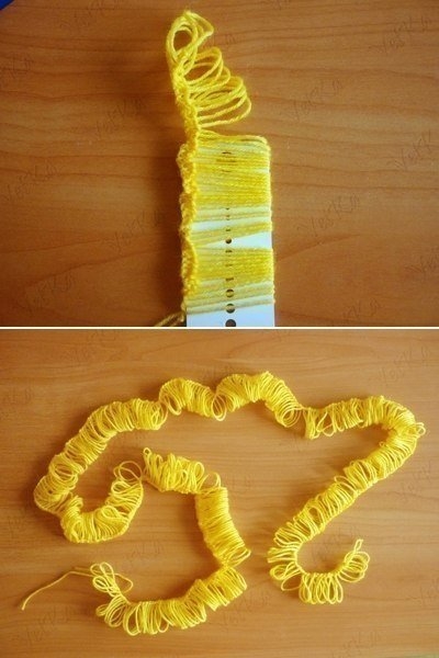 Веселый шарфик, вязание крючком на линейке.