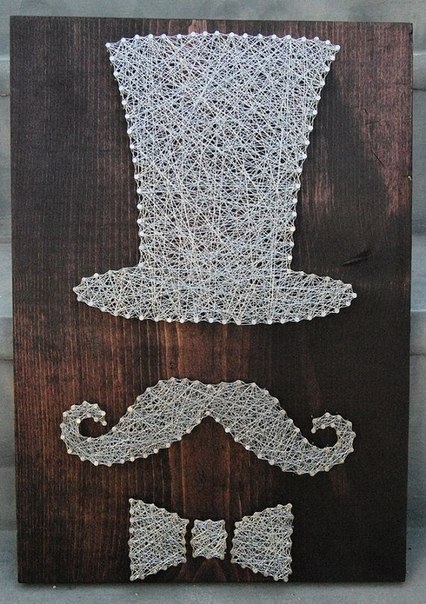 Идея для панно. С помощью гвоздей и ниток