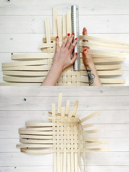 Плетем корзинку из шпона