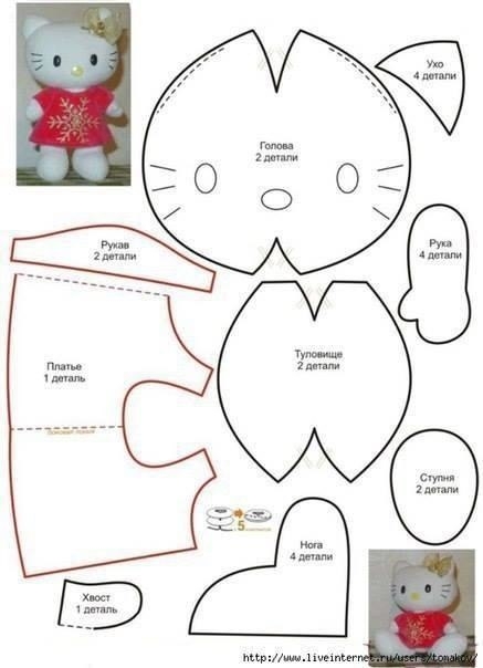 Шьем кошечку. Мастер класс+выкройка.