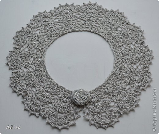 Ажурный воротничок с бисером. Схема