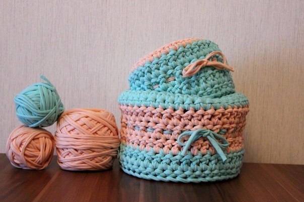 Корзиночки из пряжи спагетти