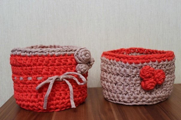 Корзиночки из пряжи спагетти