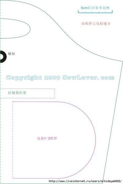 Очень простая сумочка. Выкройка.