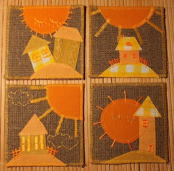 Идея - Из мешковины и кусочков цветной ткани