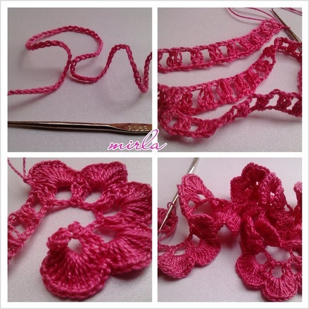 Розочки, вязанные крючком