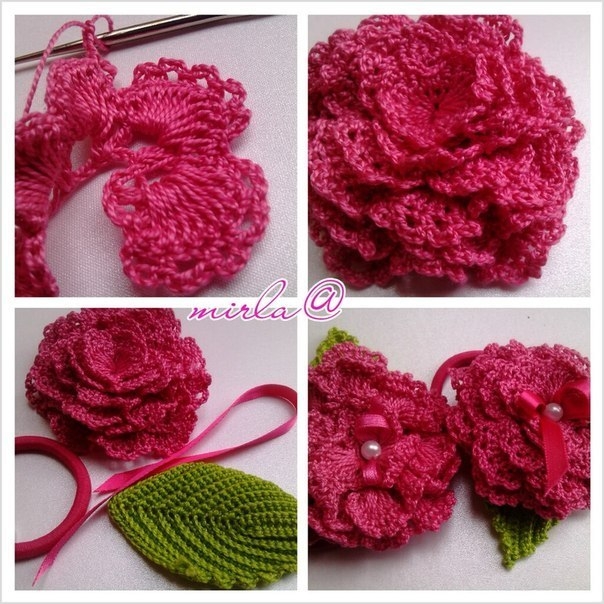 Розочки, вязанные крючком
