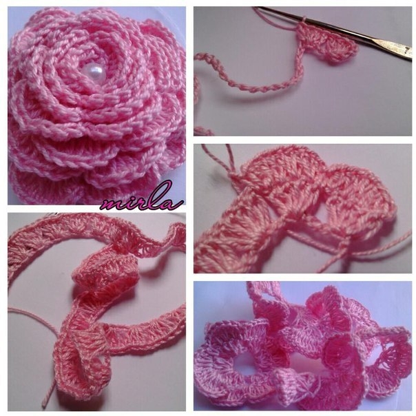 Розочки, вязанные крючком