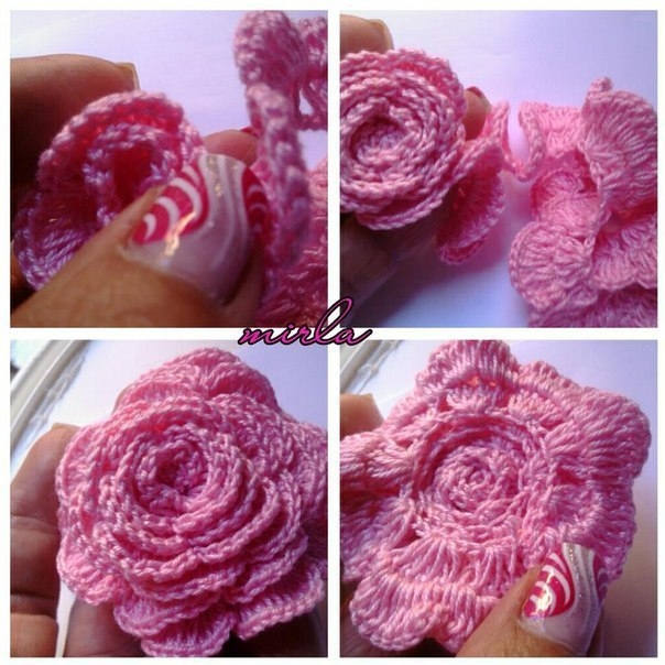Розочки, вязанные крючком