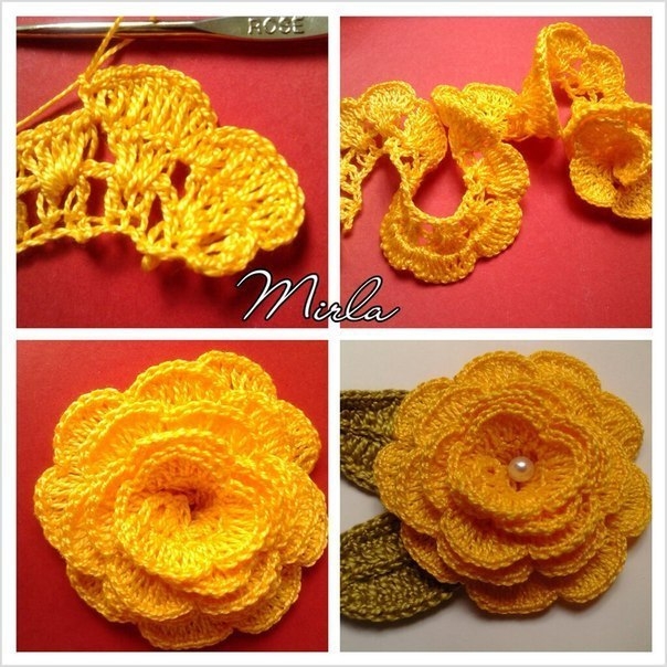 Розочки, вязанные крючком