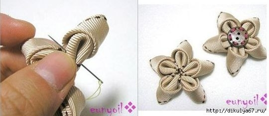 Цвeты из лент. Мастер-класс. Цвeты из лент. Мастер-класс.