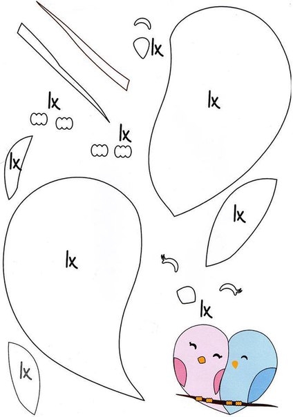 Птички-неразлучники из фетра. Выкройка.
