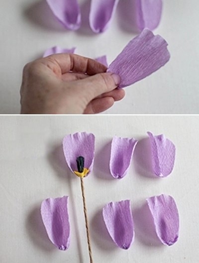 Цвeты из крепированной бумаги