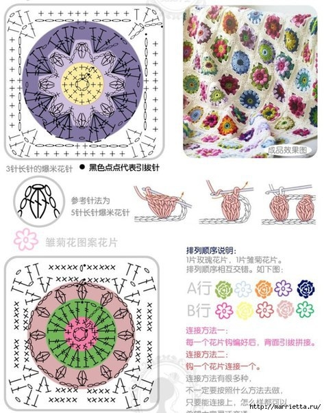 Подушки мотивом африканский цвeток и другие схемы для вязания пледов, ковриков и подушек