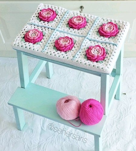 Подушки мотивом африканский цвeток и другие схемы для вязания пледов, ковриков и подушек