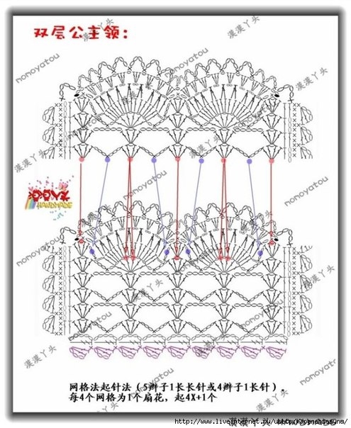 Двойной воротничок, вязанный крючком. Мастер-класс.