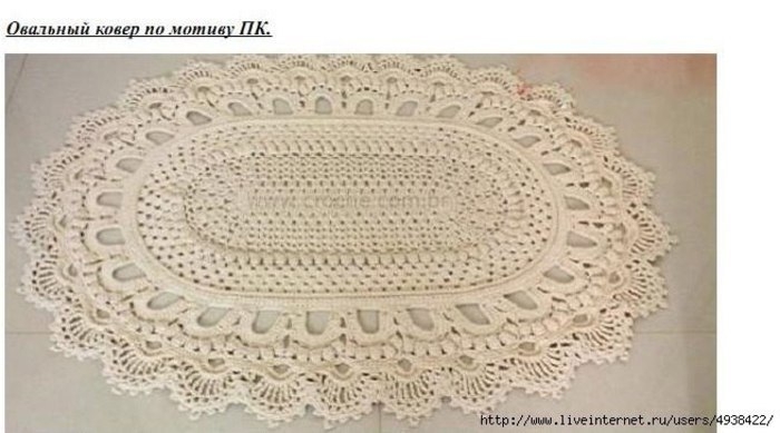Коврик овальный крючком. МК в фото + описание Коврик овальный крючком. МК в фото + описание