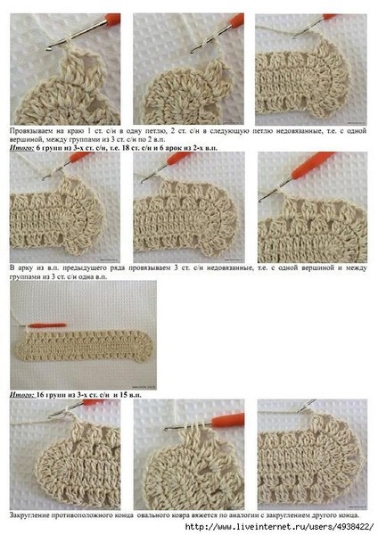 Коврик овальный крючком. МК в фото + описание Коврик овальный крючком. МК в фото + описание