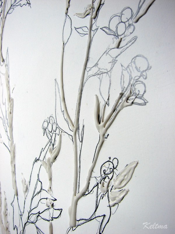 Работа с природным материалом. Тень от растения в картине