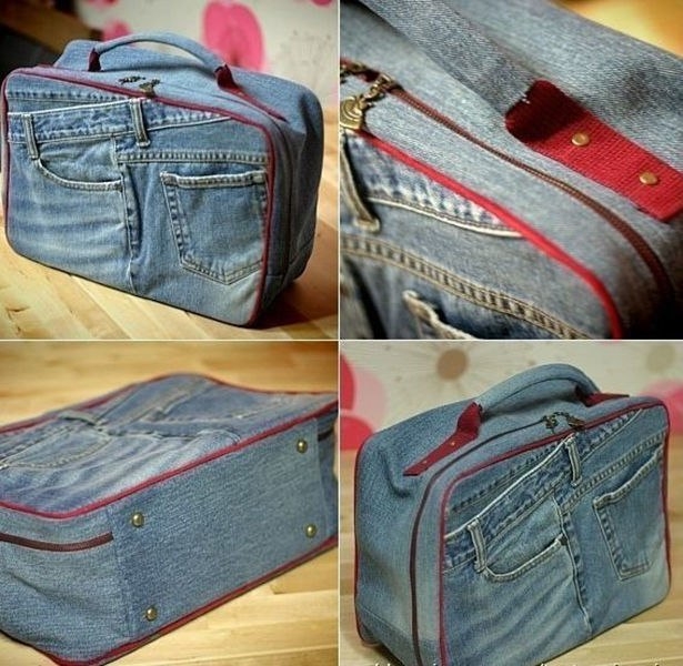 Чемоданы — переделки из джинсов