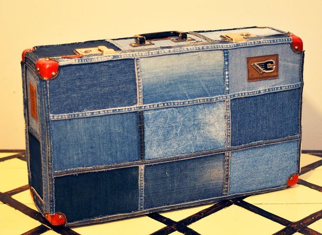 Чемоданы — переделки из джинсов
